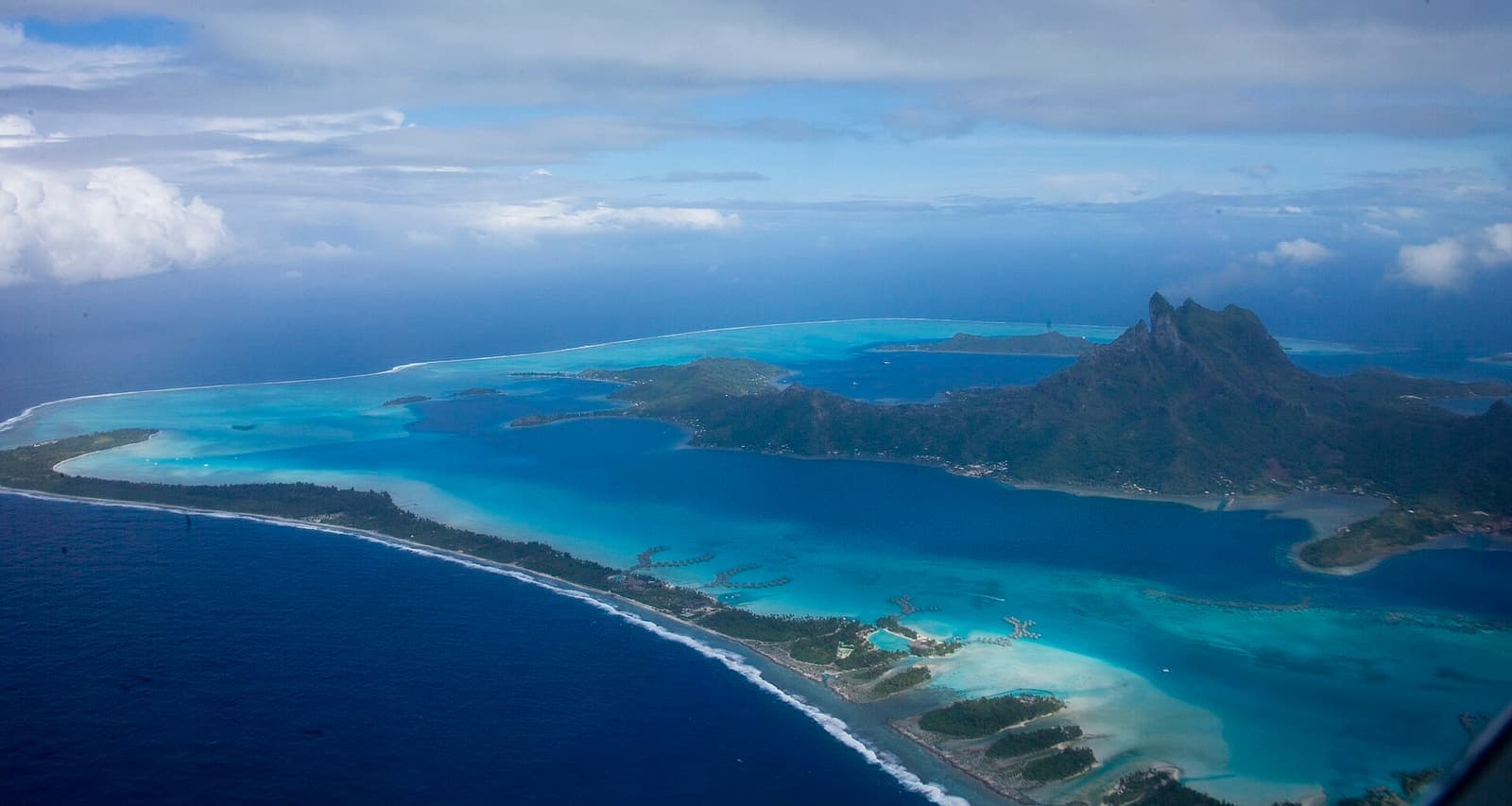 Turquoise lagoon surrounding Mount Otemanu on Bora Bora
